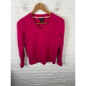 Lord & Taylor Women's Cashmere V-Neck Pullover Sweater Long Sleeve Pink Size M